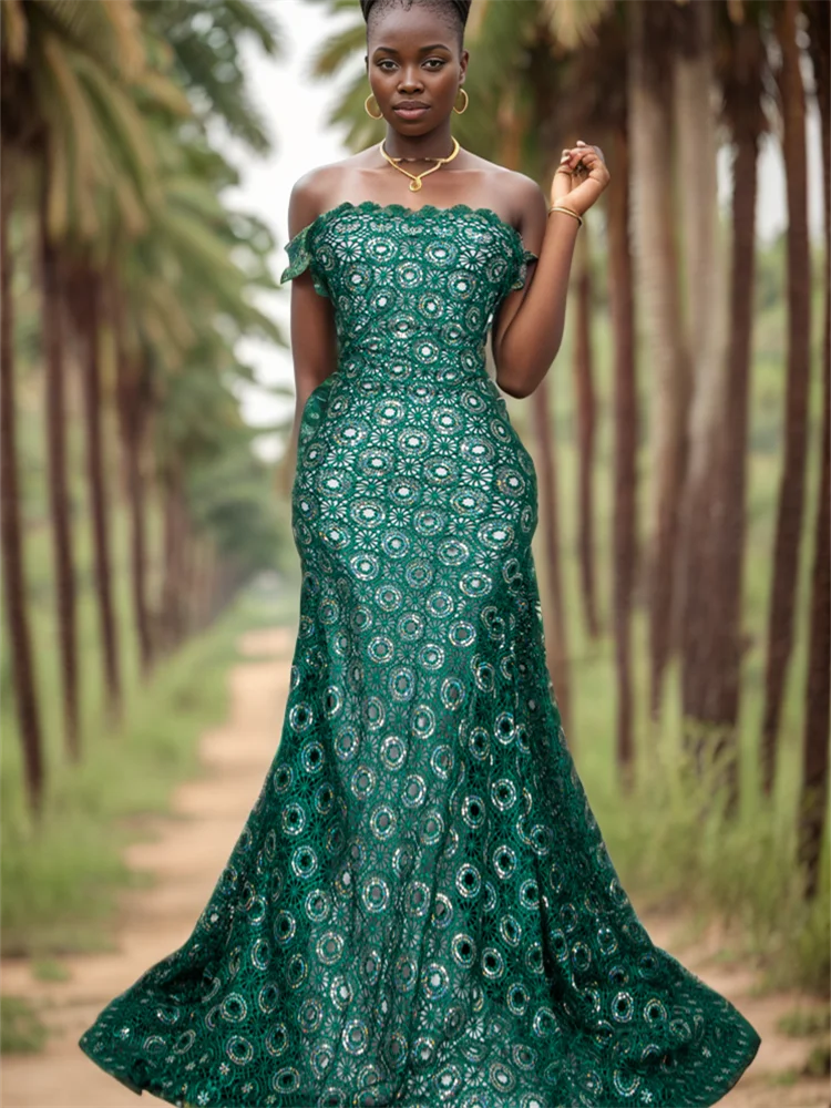 Afrikai Kábel Csipke Anyag Nők Nigériai Hímzés Guipure Csipke a Varró Nők Esküvői Ruha Minőségi Csipke 2024 TY3669