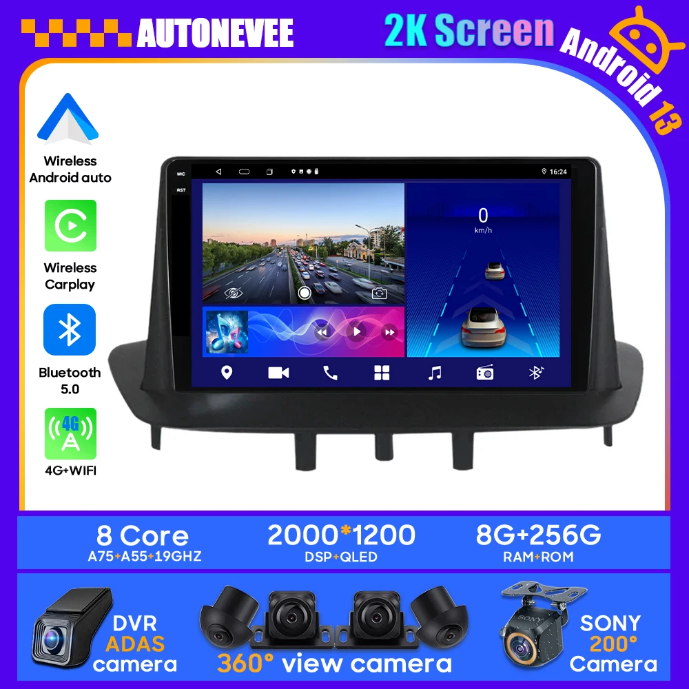 Android 13 Renault Megane 3 Fluence Samsung SM3 2008 - 2014 Autó Fej Egység Sztereó Rádió Multimédia Video Player GPS Carplay