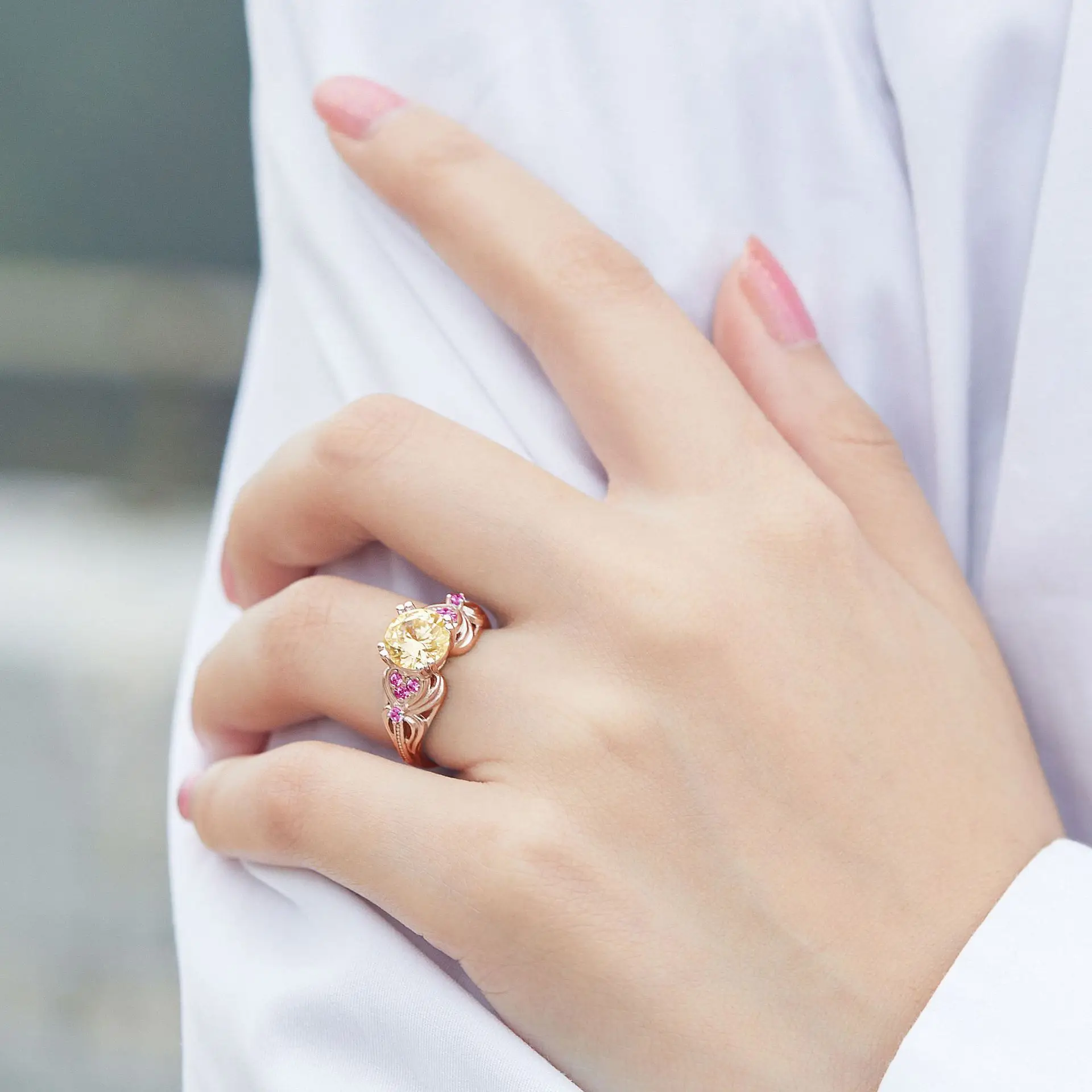 Európai, illetve Amerikai Divat S925 Ezüst Gyűrű Rózsa Arany Gyűrű Női Gyűrű