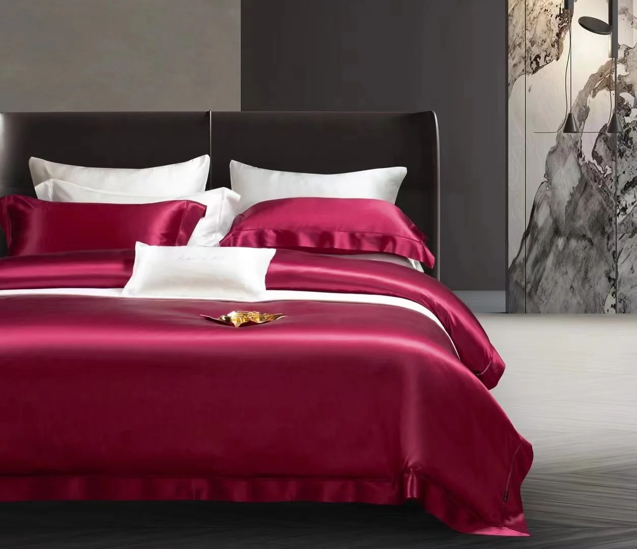 Luxus 100% Selyem ágynemű Szett selyem Ágynemű Szett Queen Size Selyem Szatén Ágynemű 4 Lap Meghatározott ágytakaró nagykereskedelmi
