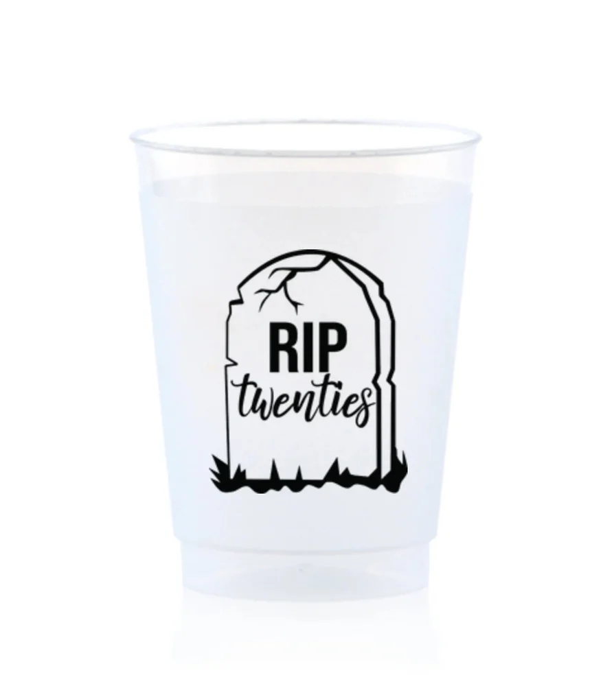 RIP Húszas Műanyag Poharak 30 Szülinapi Buli Ellátási Minimalista Eldobható Drinkware Vicces Durva Nyomtatott Ital, Koktél Kupa