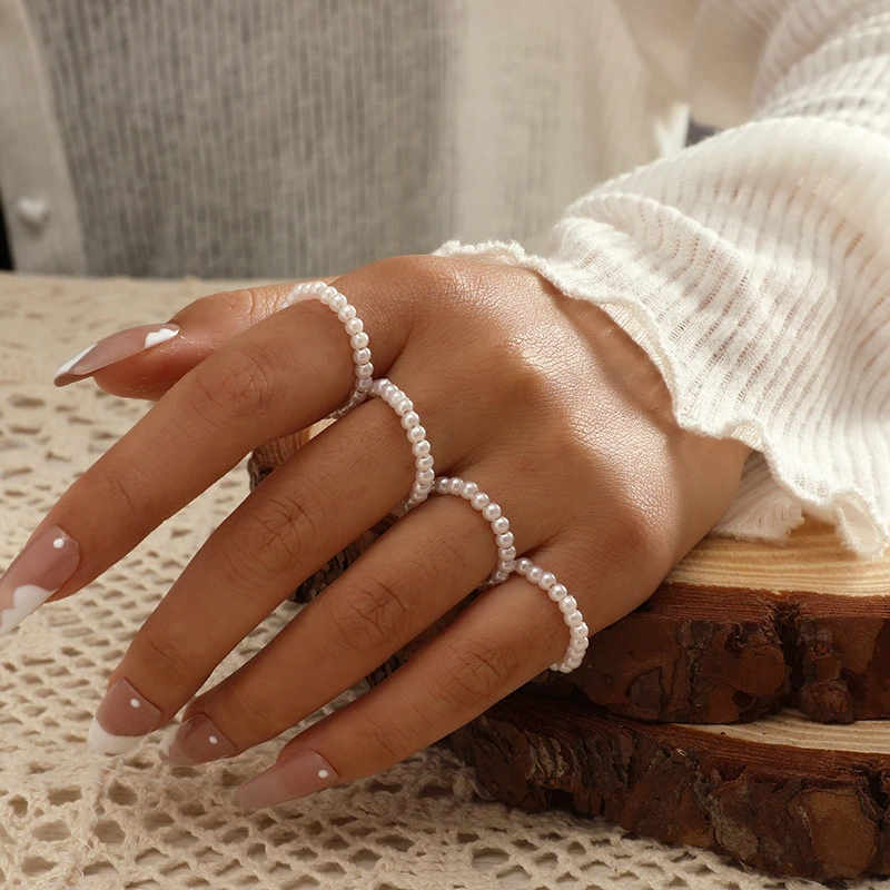 Utánzás Gyöngy Gyűrű a Nők Minimalista Gyöngyös Csülök Gyűrű Szabálytalan Gyöngy Ujj Gyűrű Vintage Parti Ékszer Ajándék